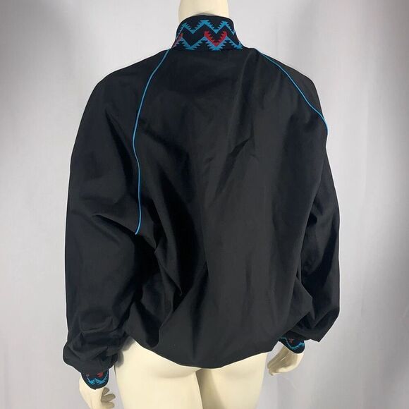 Vintage Black Aztec Snap Down Bomber Jacket Size Large - Picture 5 of 13